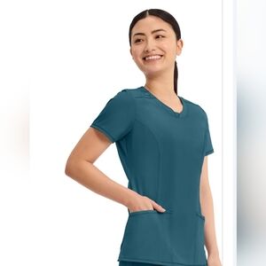 Cherokee Infinity Round Neck Top Caribbean Blue SZ XXS Retail $38